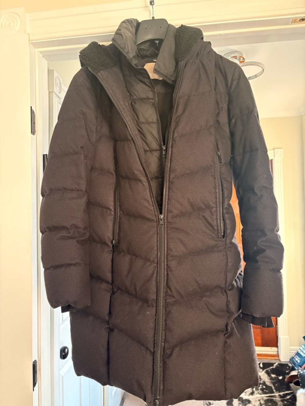 Soia & Kyo Black Quilted Long Puffer Coat with Hood